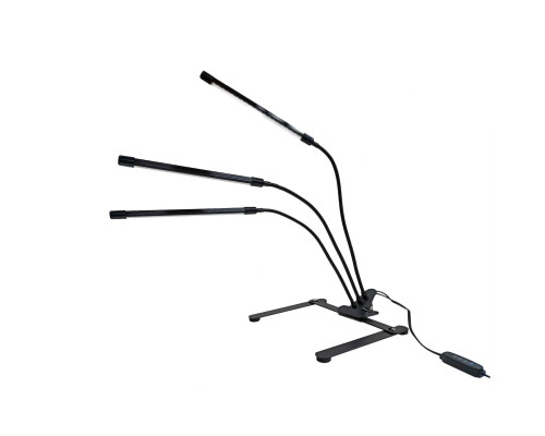 Фитолампа светодиодная для растений, 3 панели, с регулируемым зажимом и настольной подставкой