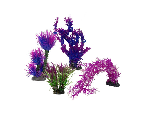 Декор для аквариума, растения искусственные, Гетерантера, Людвигия ярко-розовая и фиолетовая, декоративная трава