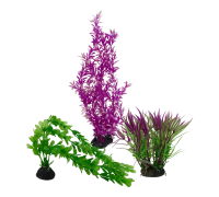Декор для аквариума, растения искусственные, Людвигия ярко-розовая, Гетерантера и Перистолистник зелёный