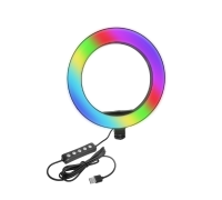 Кольцевая лампа RGB 20 см с креплением холодный башмак и двумя гайками