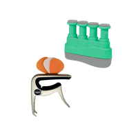 Эспандер темно-зеленый тренажер гитарный и каподастр для гитары, укулеле