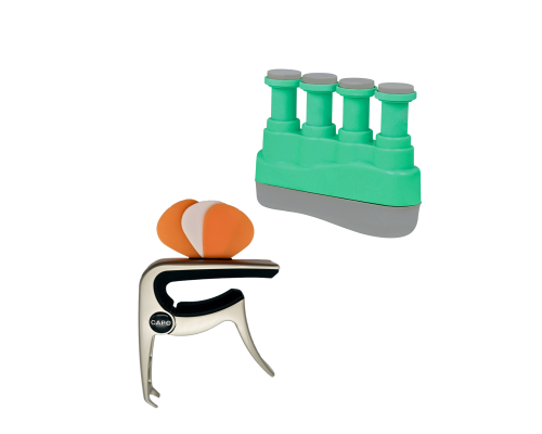 Эспандер темно-зеленый тренажер гитарный и каподастр для гитары, укулеле