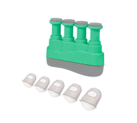 Эспандер темно-зеленый тренажер гитарный и напальчники силиконовые белые, размер XXS, XS, S, M, L, 5шт