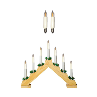 Светильник рождественская горка c деревянной основой, светлое дерево, с 9 лампочками свечи HPN-1165, цоколь E10
