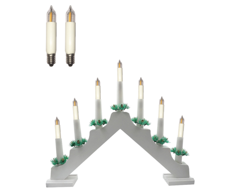 Светильник рождественская горка c деревянной основой, белая, с 9 лампочками свечи, цоколь E10