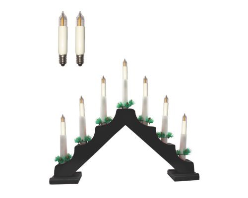 Светильник рождественская горка на деревянной основе, темное дерево, с 9 лампочками свечи, цоколь E10