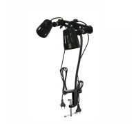 [СГП] Гибкий черный настольный светильник G35S-2P с 2 патронами для ламп E27 на усиленной струбцине