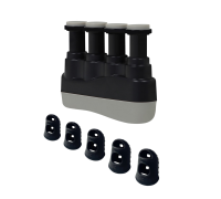 Эспандер черный тренажер гитарный и напальчники силиконовые черные, размер XXS, XS, S, M, L, 5 шт