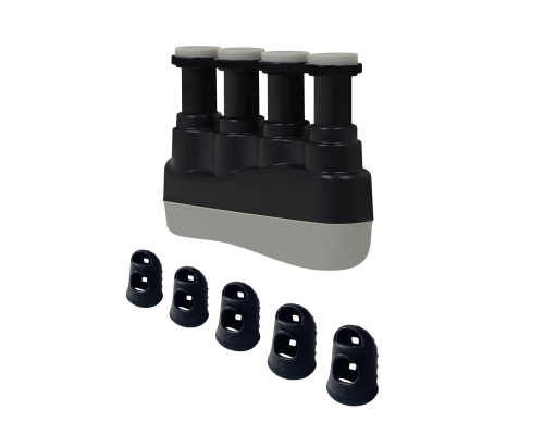 Эспандер черный тренажер гитарный и напальчники силиконовые черные, размер XXS, XS, S, M, L, 5 шт