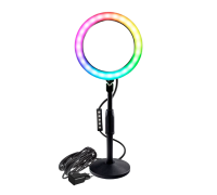 Лампа кольцевая настольная RGB-ZM26A, диаметр 26 см, с эффектом RGB на шарнире c адаптером питания