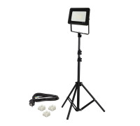 Светодиодный строительный прожектор 30 Вт с кабелем 5 м и клеммами на быстросъемном адаптере и штативе JBH