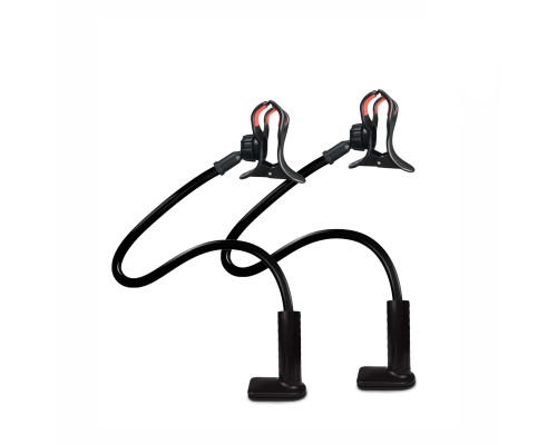 Комплект из 2 гибких держателей PH-2-P фитолампы для растений с пластиковым зажимом для поверхности до 8 см, черный