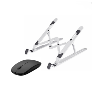 Комплект из настольной подставки под ноутбук или планшет с чёрной беспроводной мышью