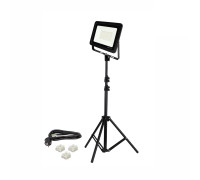 Светодиодный строительный прожектор 50 Вт с кабелем 1,5 м и клеммами на быстросъемном адаптере и штативе JBH