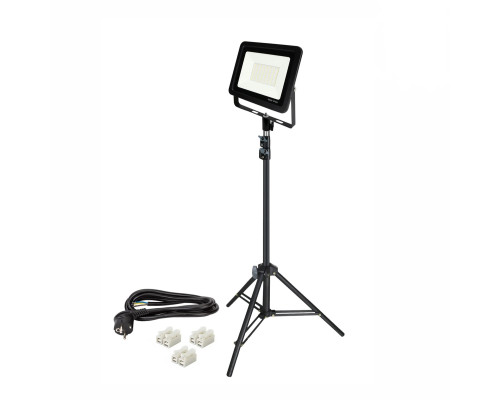 Светодиодный строительный прожектор 50 Вт с кабелем 5 м и клеммами на быстросъемном адаптере и усиленном штативе LS