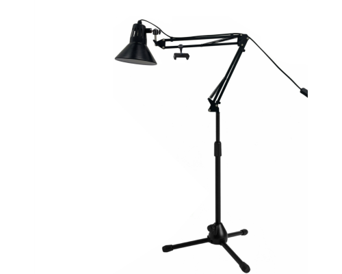 Напольная лампа торшер с черным абажуром LB-PML-85 на пантографе и стойке с держателем телефона до 85 мм