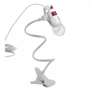 Светильник патрон c фитолампой 12 Вт и проводом 3,8 м на гибком держателе с пластиковым зажимом для стола, белый