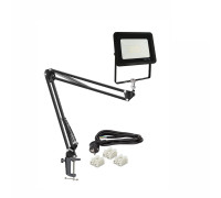 Светодиодный прожектор 30Вт с настольным креплением пантограф NB и усиленной струбциной
