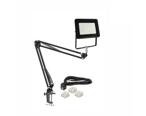 Светодиодный прожектор 30Вт с настольным креплением пантограф NB и усиленной струбциной