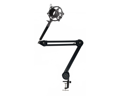 Настольная стойка пантограф PTS-U с усиленной струбциной, металлическим держателем микрофона паук PM-5/8 с удлинителем
