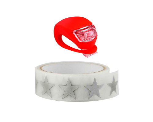 Набор BSK-R аксессуаров в коляску: светоотражающие звезды и фонарик светодиодный красный