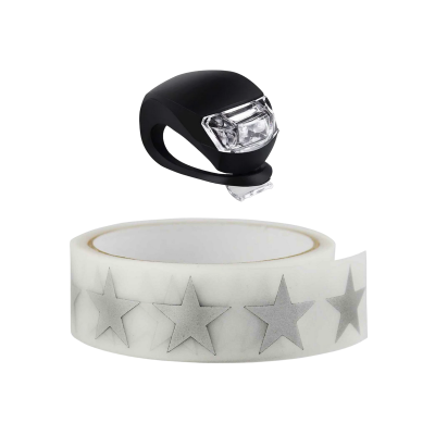 Набор BSK-B аксессуаров в коляску: светоотражающие звезды и фонарик светодиодный черный