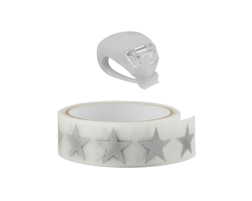 Набор BSK-W аксессуаров в коляску: светоотражающие звезды и фонарик светодиодный белый