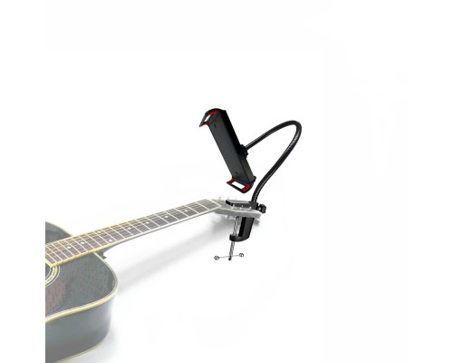 Гибкий держатель GDTS-B-G18 для телефона или планшета до 18 см на гитару, черный