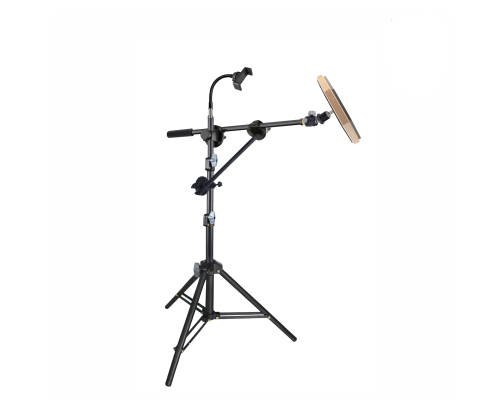 Напольная усиленная стойка LSU-63PAD-DT с тренировочным пэдом 8" для барабанщика и гибким держателем для телефона