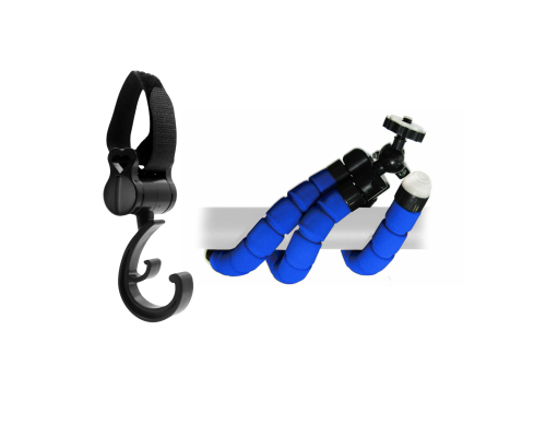 Крючок для сумки и крепление для видеоняни на гибких ножках для коляски