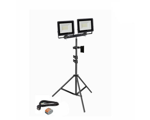 Прожектор светодиодный 30 Вт, 2 шт, на штативе JBH-PRJ-PL2V с кабелем 3 метра и клеммами на 3 контакта в распределительной коробке