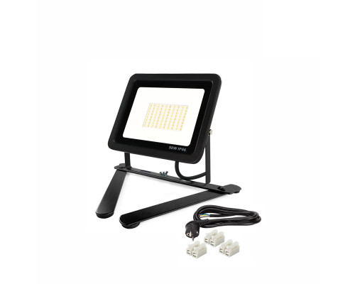 Прожектор светодиодный 50Вт на настольной подставке с кабелем 3м и клеммами