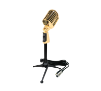 Винтажный динамический микрофон, цвет золото, на настольной стойке MF-027-38