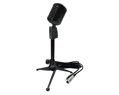 Винтажный динамический микрофон, цвет черный, на настольной стойке MF-027-38
