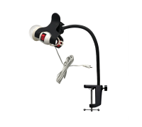 Светильник патрон c фитолампой 12 Вт и проводом 3,8 м на гибком держателе и усиленной струбцине, черный