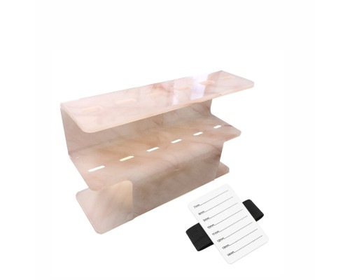 Подставка для 6 пинцетов лэшбокс, розовый мрамор, и планшет для наращивания ресниц 7-14 мм с креплением на руку