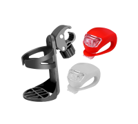 Фонари велосипедные, белый и красный, и подстаканник на руль