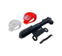 Фонари велосипедные, белый и красный, и ручной насос VN-02 для велосипеда