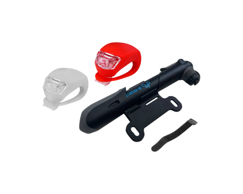 Фонари велосипедные, белый и красный, и ручной насос VN-02 для велосипеда