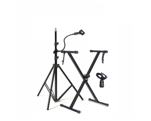 Микрофонная стойка JBH-G-2DM с 2 держателями и подставка для синтезатора