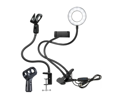 Крепление для телефона с кольцевой лампой RL9 и кронштейном для микрофона