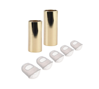 Слайдеры, высота 60 и 70мм, сталь, цвет золото и напальчники силиконовые белые для игры на гитаре, размер XXS, XS, S, M, L