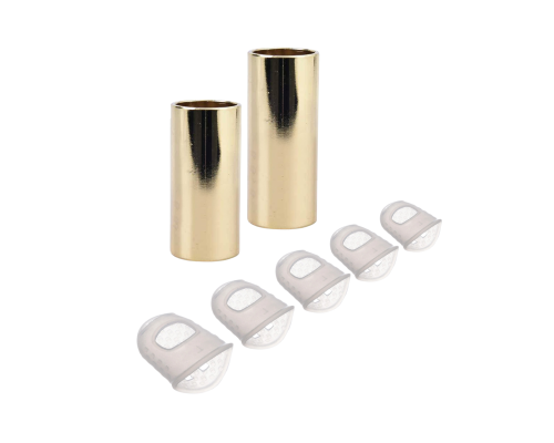 Слайдеры, высота 60 и 70мм, сталь, цвет золото и напальчники силиконовые белые для игры на гитаре, размер XXS, XS, S, M, L