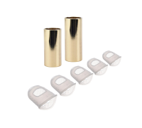 Слайдеры, высота 51 и 60мм, сталь, цвет золото и напальчники силиконовые белые для игры на гитаре, размер XXS, XS, S, M, L