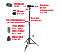 Штатив строительный LSUQR-50.30 до 2,6 м, для лазерного уровня, нивелира