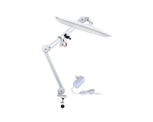 Светильник для наращивания ресниц с держателем для телефона белая прищепка на черном зажиме