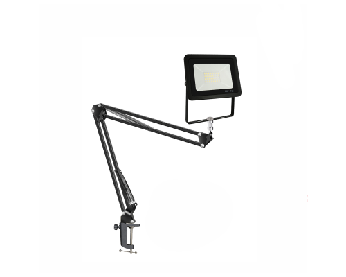 Прожектор светодиодный 30Вт с настольным поворотным креплением NBS на усиленной струбцине