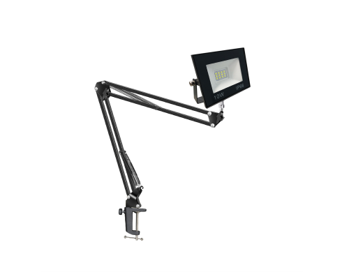 Светодиодный строительный прожектор 10 Вт с настольным поворотным креплением KGS на усиленной струбцине