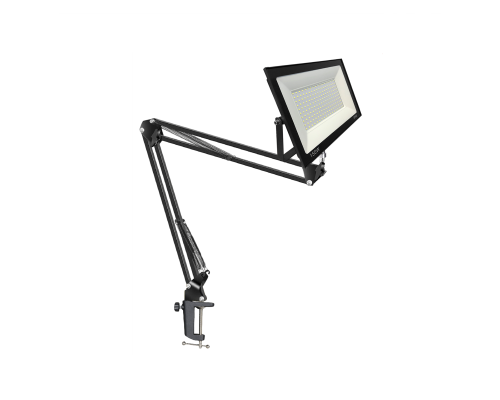 Светодиодный строительный прожектор 150 Вт с настольным поворотным креплением KGS на усиленной струбцине