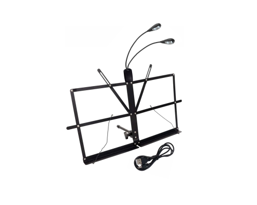 Подставка настольная для нот P-01, складной пюпитр с гибким светильником MPP-35 на прищепке